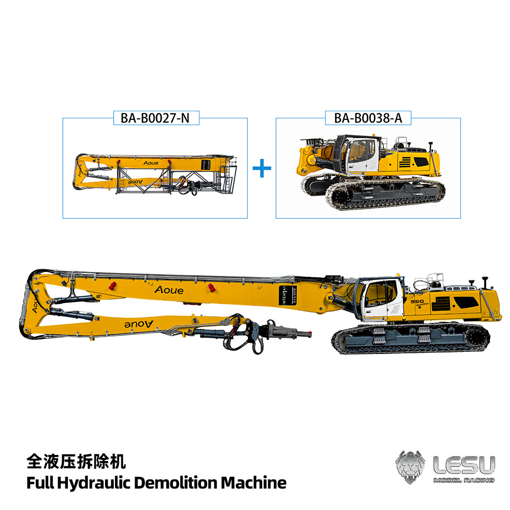 LESU 1/14 Fully Hydraulic Remote Control Model Simulation Excavator Aoue-LR960 Demolition Machine Excavator