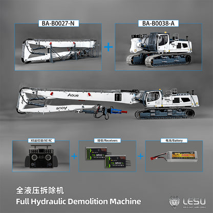 LESU 1/14 Fully Hydraulic Remote Control Model Simulation Excavator Aoue-LR960 Demolition Machine Excavator