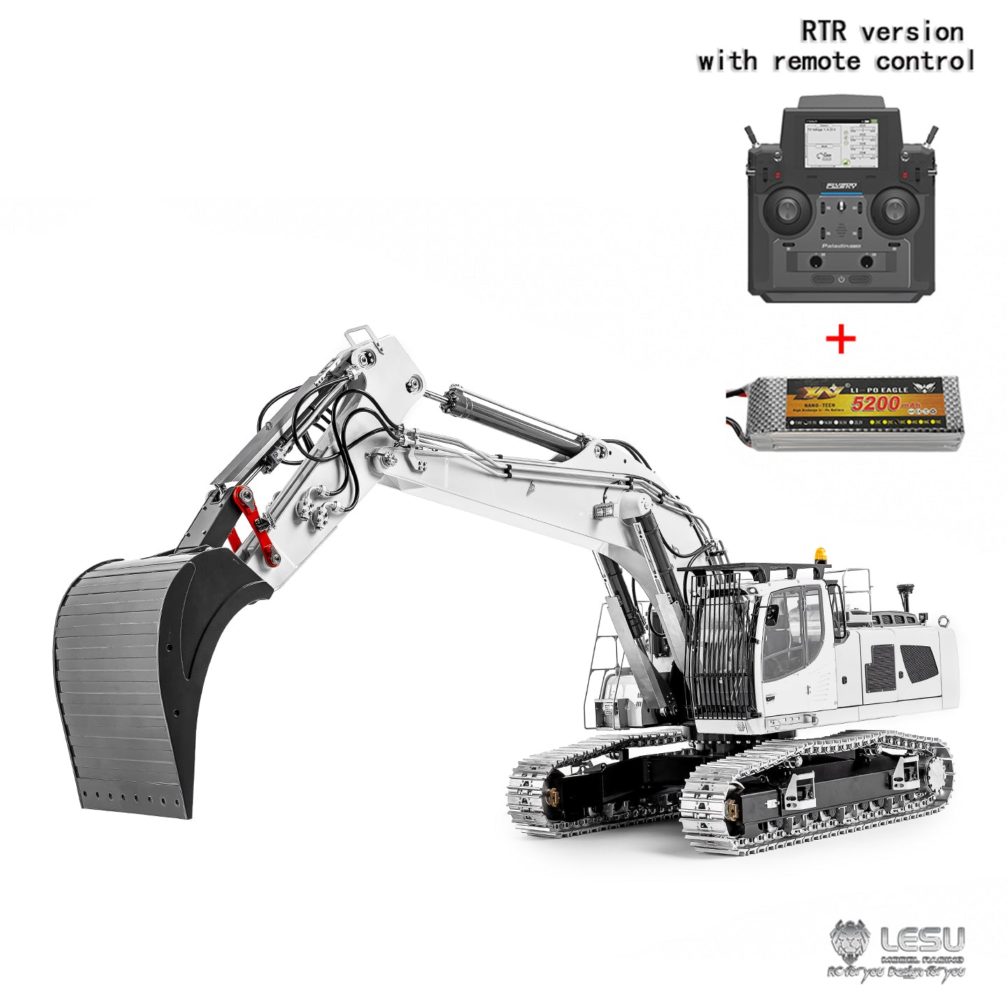 1/14 Hydraulic R956 Two-Section Arm Excavator Model BA-B0039 Motor Drive Version Dual Pump 6 Valve LESU