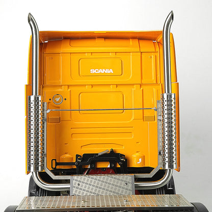 1/14 Truck Model Toy Exhaust Pipe Assembly Double Chimney Through Hole G-6216 Tamiya Tractor R620 R470
