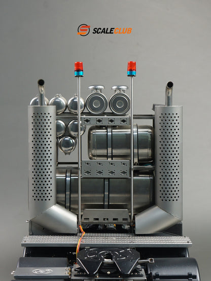 scaleclub 1/14 MAN F2000 8x6 chassis with short axle heavy trailer and chassis equipment rack