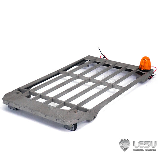 LESU 1/14 wheel excavator cab top metal anti-collision net with spotlight rotating light DIY modification