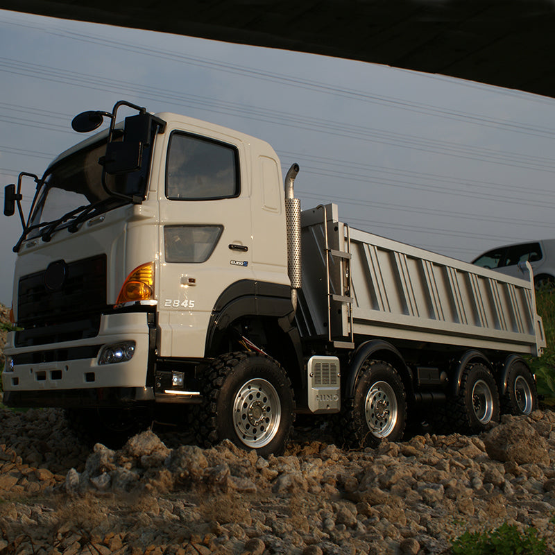 LESU 1/14 Hino Simulation Hydraulic Dump Truck Model Full Drive 8X8 Differential Lock Central Differential