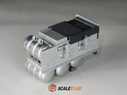 Scaleclub 1/14 Volvo FH750 tractor upgrade with battery box and gas tank and pedals