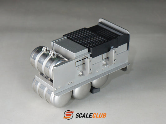 Scaleclub 1/14 Volvo FH750 tractor upgrade with battery box and gas tank and pedals