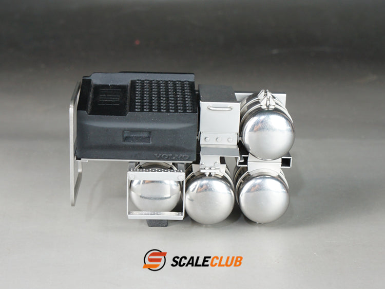 Scaleclub 1/14 Volvo FH750 tractor upgrade with battery box and gas tank and pedals