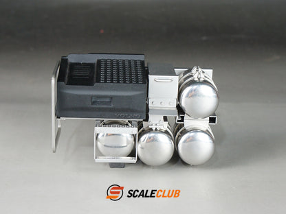 Scaleclub 1/14 Volvo FH750 tractor upgrade with battery box and gas tank and pedals