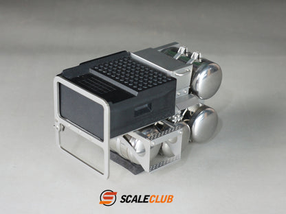 Scaleclub 1/14 Volvo FH750 tractor upgrade with battery box and gas tank and pedals