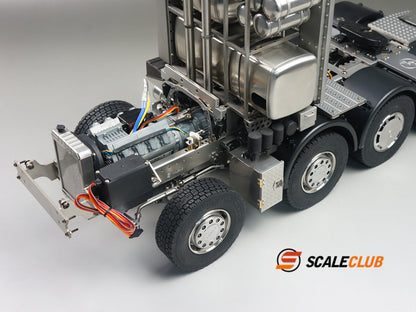 scaleclub 1/14 MAN F2000 8x6 chassis with short axle heavy trailer and chassis equipment rack