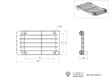 LESU 1/14 wheel excavator cab top metal anti-collision net with spotlight rotating light DIY modification