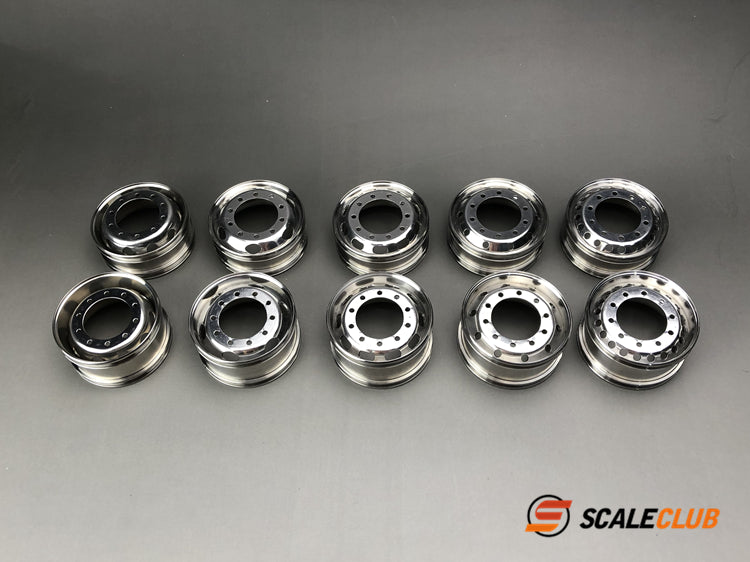 Scaleclub 1/14 Tamiya tractor truck dump truck upgraded stainless steel metal wheels 10 square holes