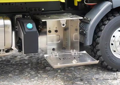 LESU 1/14 Tamiya truck model toy Volvo 4*4 double axle metal chassis high torque mud dump truck