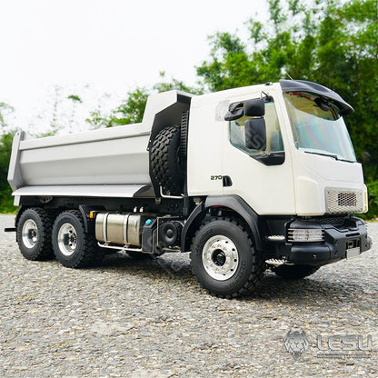 LESU 1/14 Truck Model Volvo 6*6 Three-axle Metal Axle Front Multi-stage Cylinder U-bucket Dump Truck