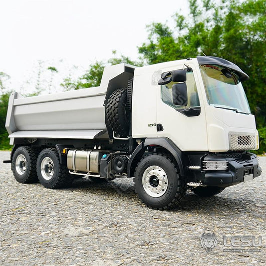 LESU 1/14 Truck Model Volvo 6*6 Three-axle Metal Axle Front Multi-stage Cylinder U-bucket Dump Truck