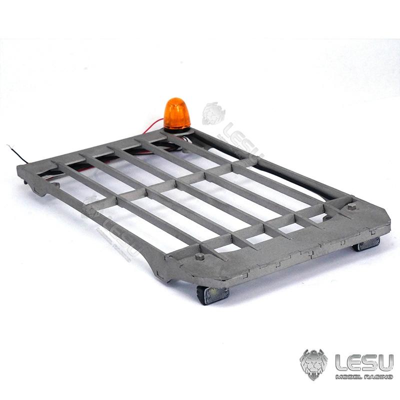LESU 1/14 wheel excavator cab top metal anti-collision net with spotlight rotating light DIY modification