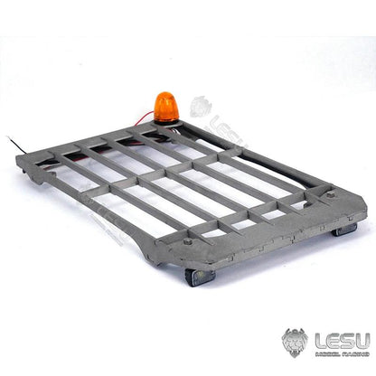 LESU 1/14 wheel excavator cab top metal anti-collision net with spotlight rotating light DIY modification