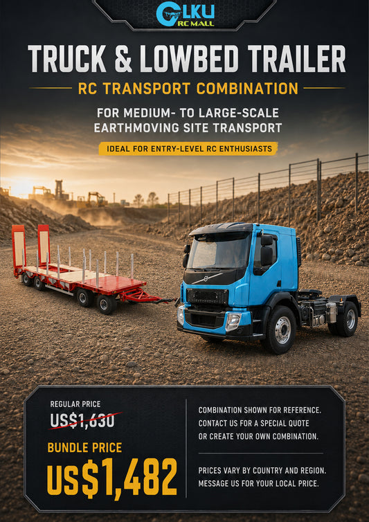 1/14 RC 4x4 Tractor Truck LS-Z0029-B with 3-Axle Lowbed Trailer LS-A0049 – Heavy Equipment Transport Construction Vehicle Combo