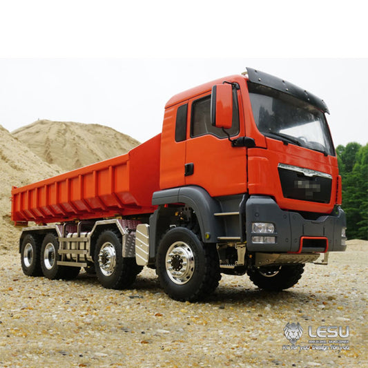 LESU 1/14 MAN TGS 8X8 four-axle drive metal dump truck hydraulic roll-on/roll-off full-unloading truck model