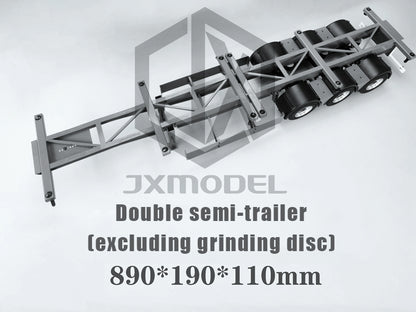 Double semi-trailer, linked trailer-JXMODEL-TOLL Tamiya tractor, extra long trailer, container 1/14 truck