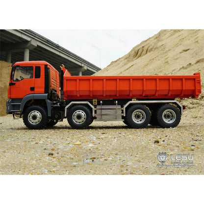 LESU 1/14 MAN TGS 8X8 four-axle drive metal dump truck hydraulic roll-on/roll-off full-unloading truck model